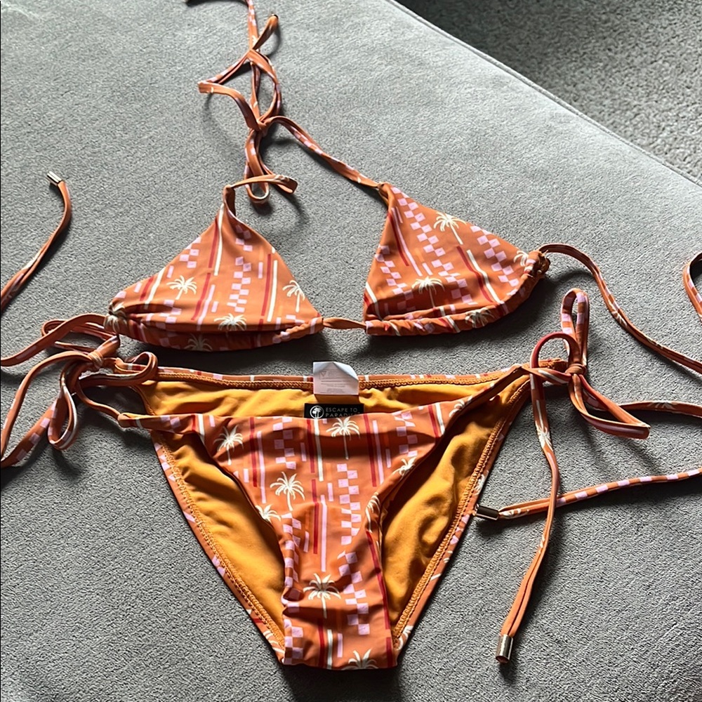 Orange Palm Tree Bikini Set